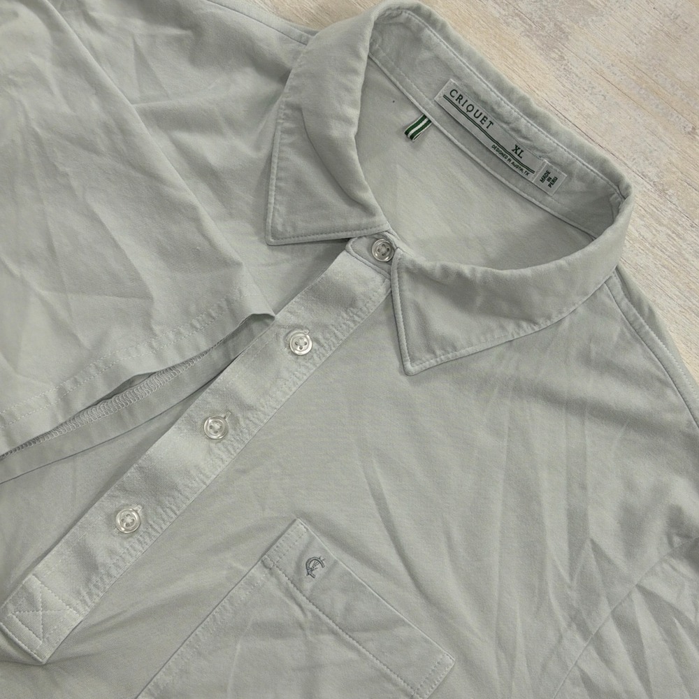 Criquet Polo Shirt XL Short Sleeve Pocket Logo Light Green Mens